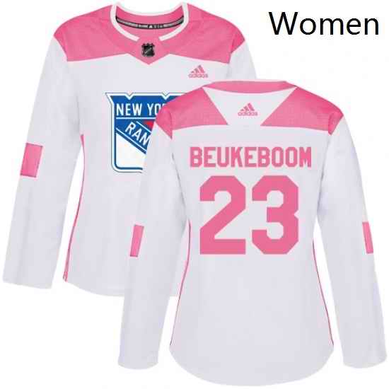 Womens Adidas New York Rangers 23 Jeff Beukeboom Authentic WhitePink Fashion NHL Jersey